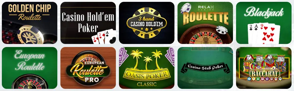 Jeux de table au Royal Game Casino