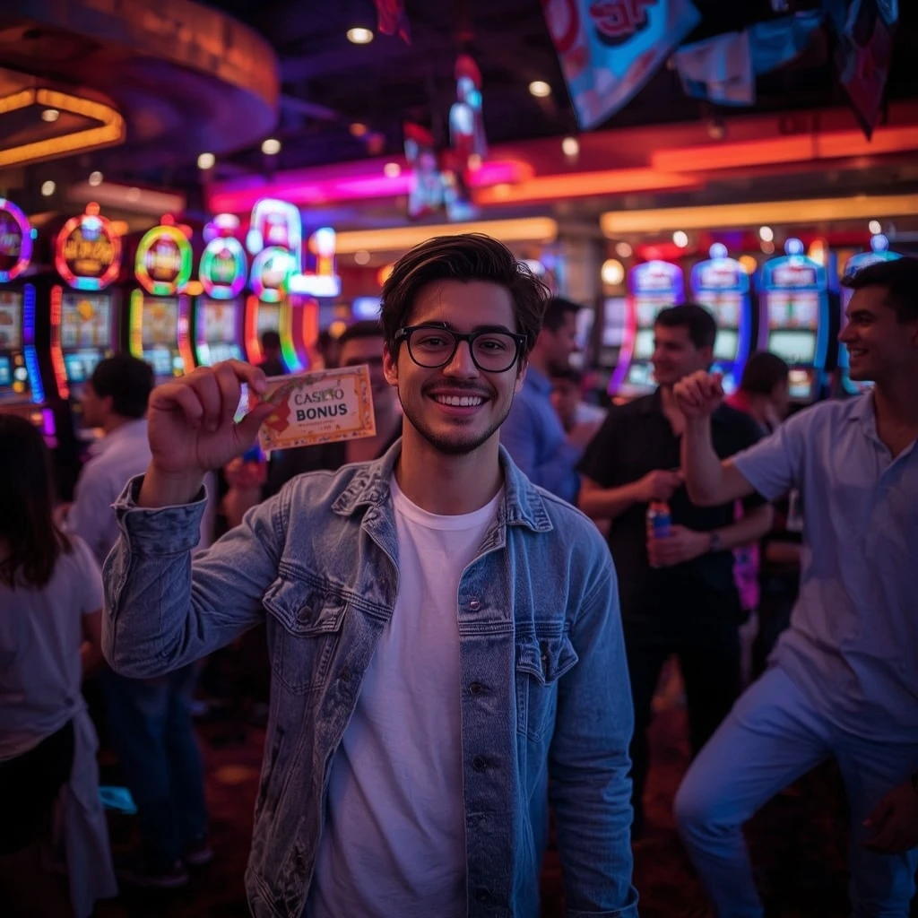 un homme tenant un bonus Royal Game Casino
