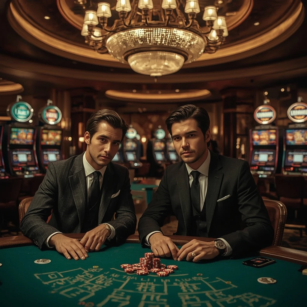 Deux joueurs de poker dans un ROYAL GAME CASINO